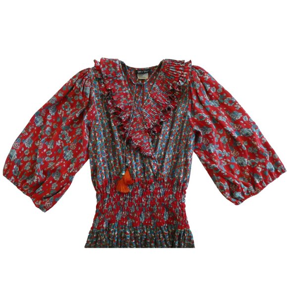 vtg 80s DIANE FREIS floral print pleated midi dress One Size - Picture 3 of 7